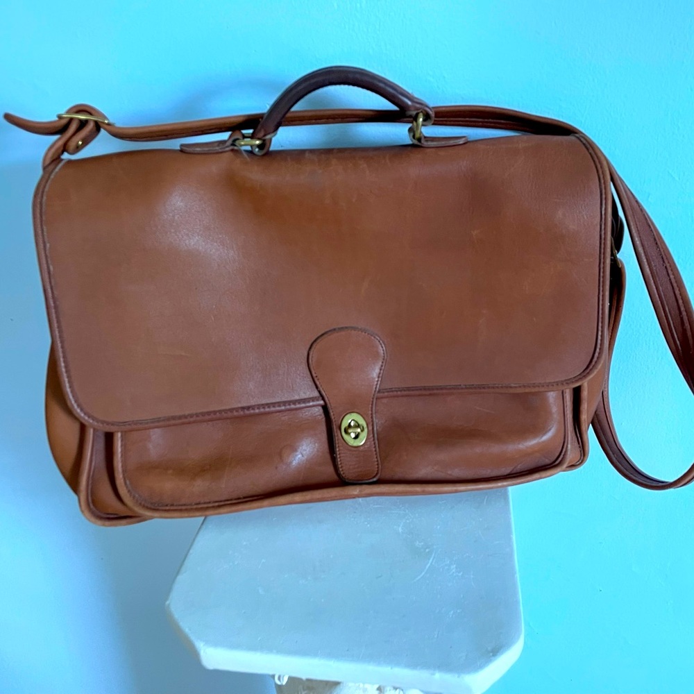 Vintage Coach British Tan Leather Portfolio Briefcase Bag Business Collection - Picture 6 of 14